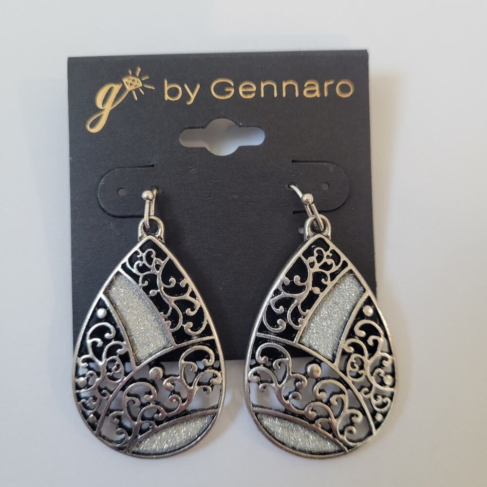 G By Gennaro Silver Tone Dangle Earrings NWT